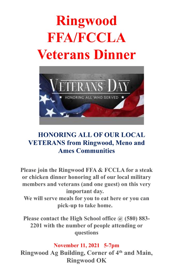 Ringwood Public Schools Ringwood FFA/FCCLA Veterans Dinner